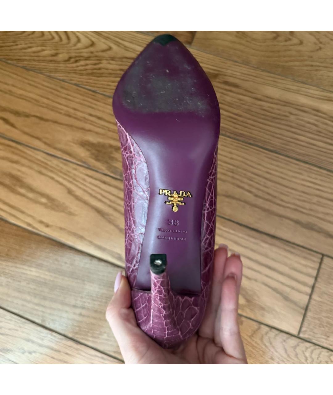 PRADA Фиолетовые туфли из экзотической кожи, фото 5