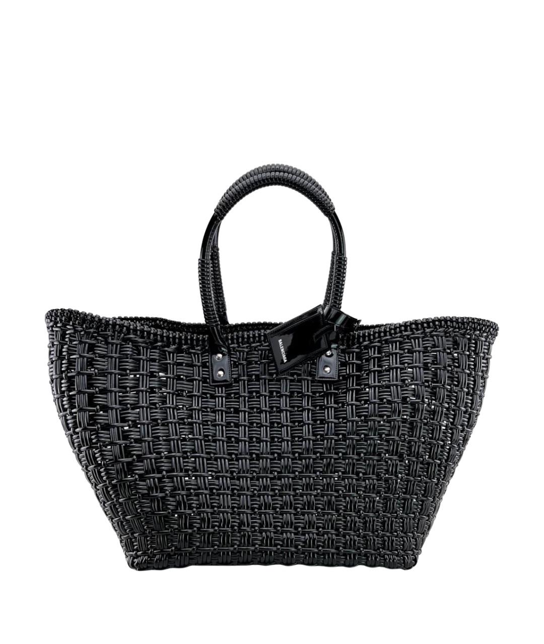 BALENCIAGA Черная плетеная пляжная сумка, фото 1