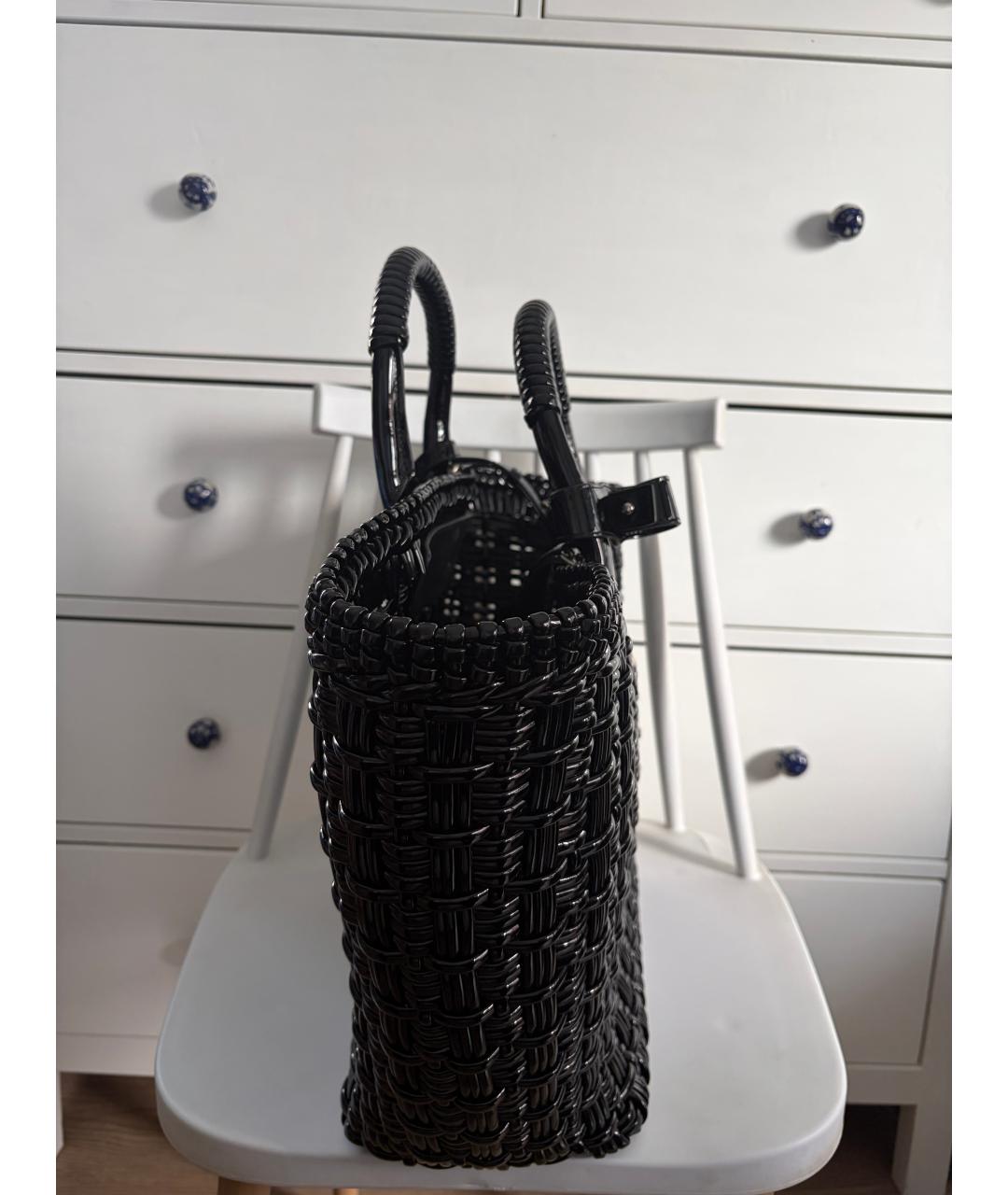 BALENCIAGA Черная плетеная пляжная сумка, фото 3