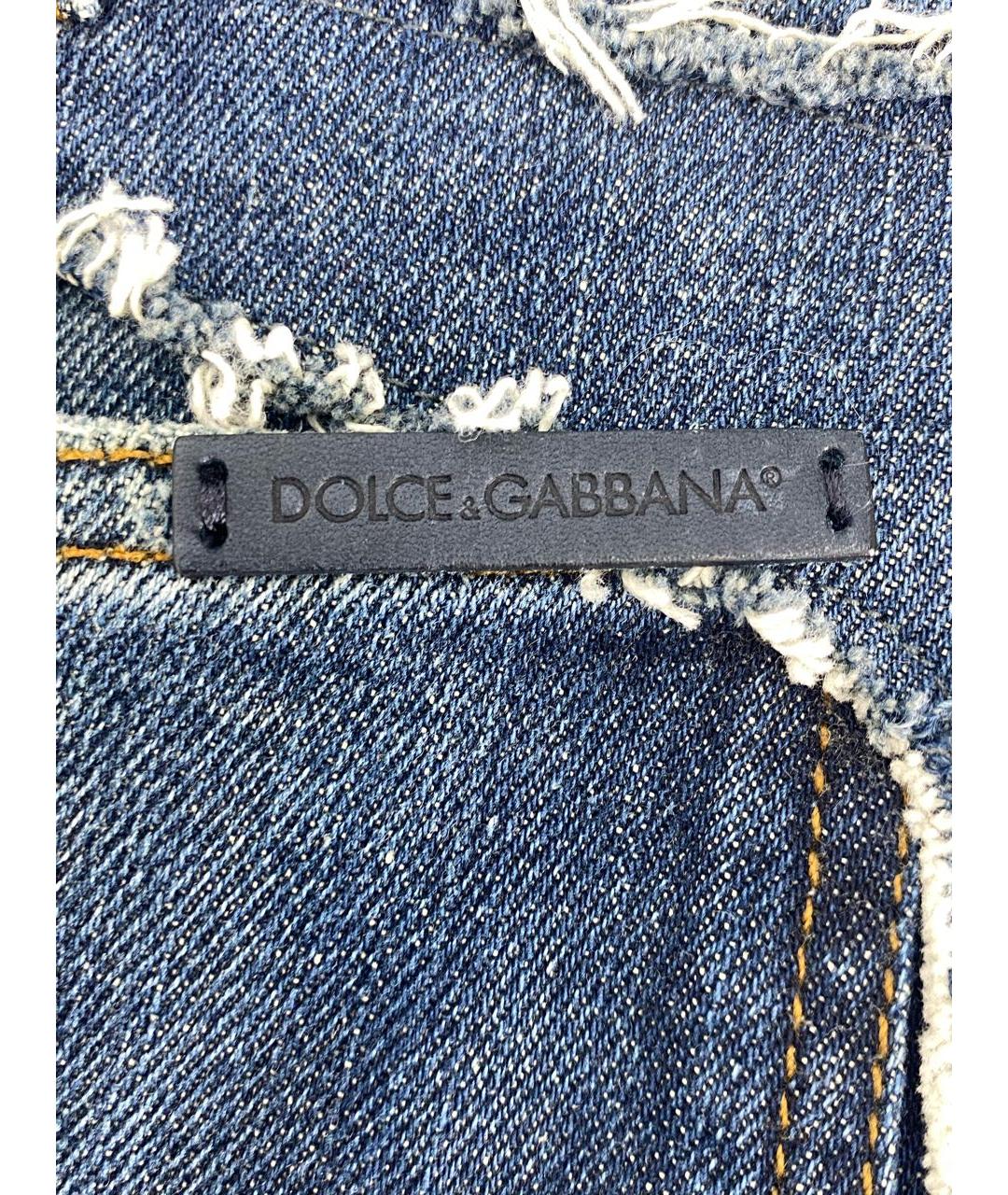 DOLCE&GABBANA Синяя хлопко-эластановая юбка мини, фото 7