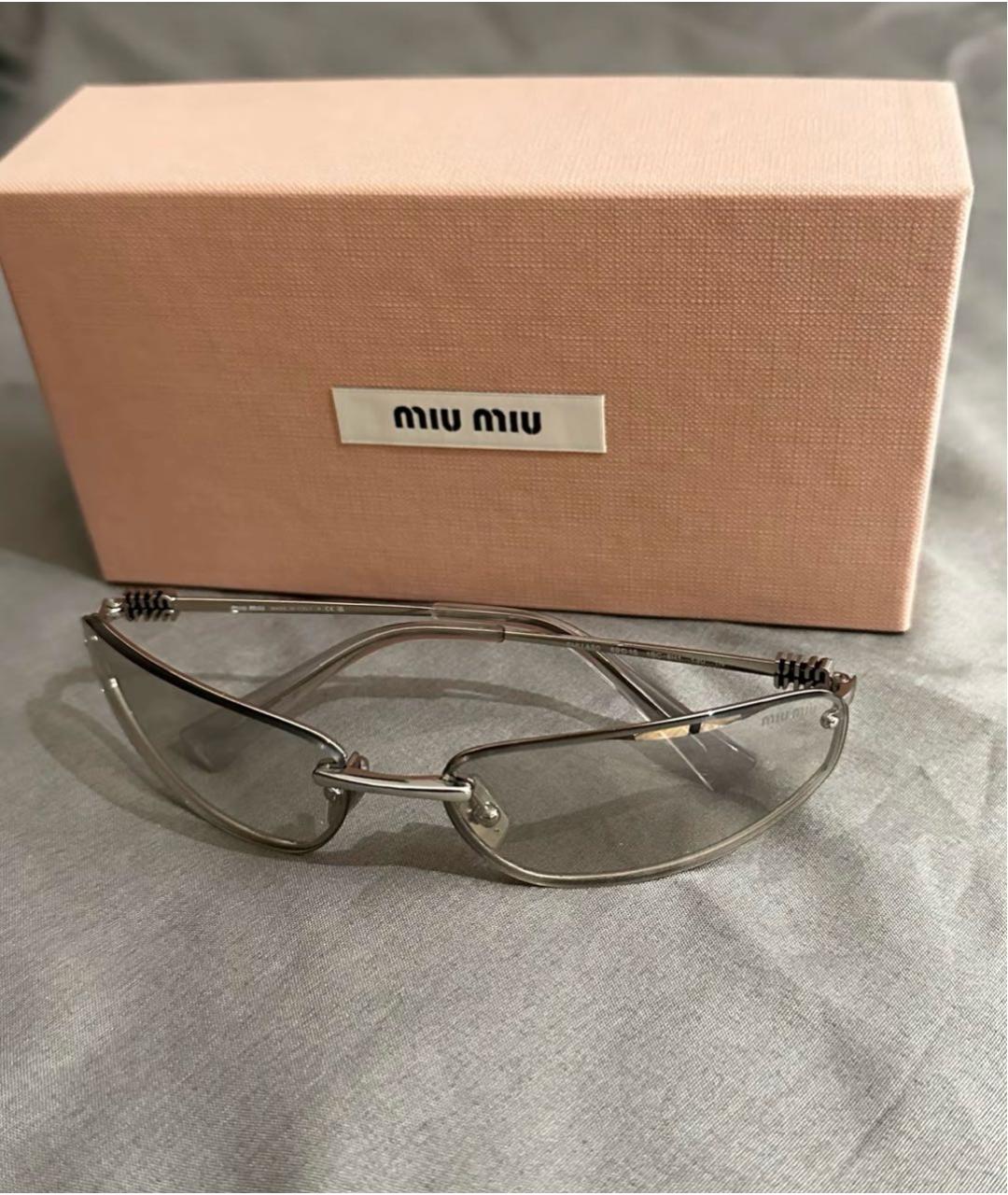 MIU MIU Серебряные металлические солнцезащитные очки, фото 5