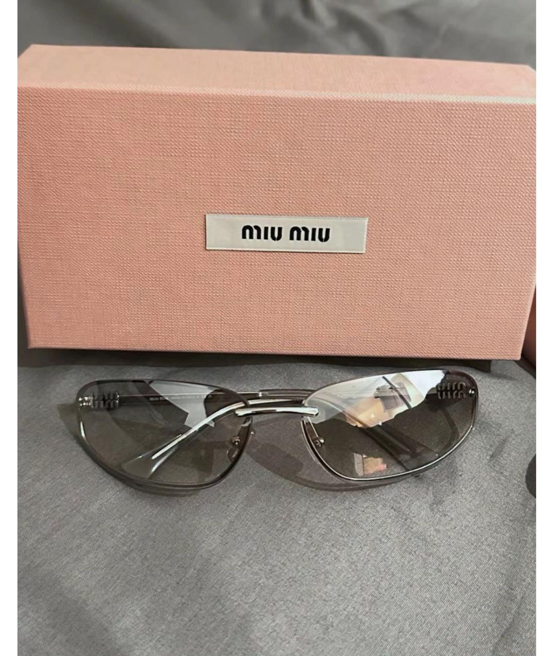 MIU MIU Серебряные металлические солнцезащитные очки, фото 8