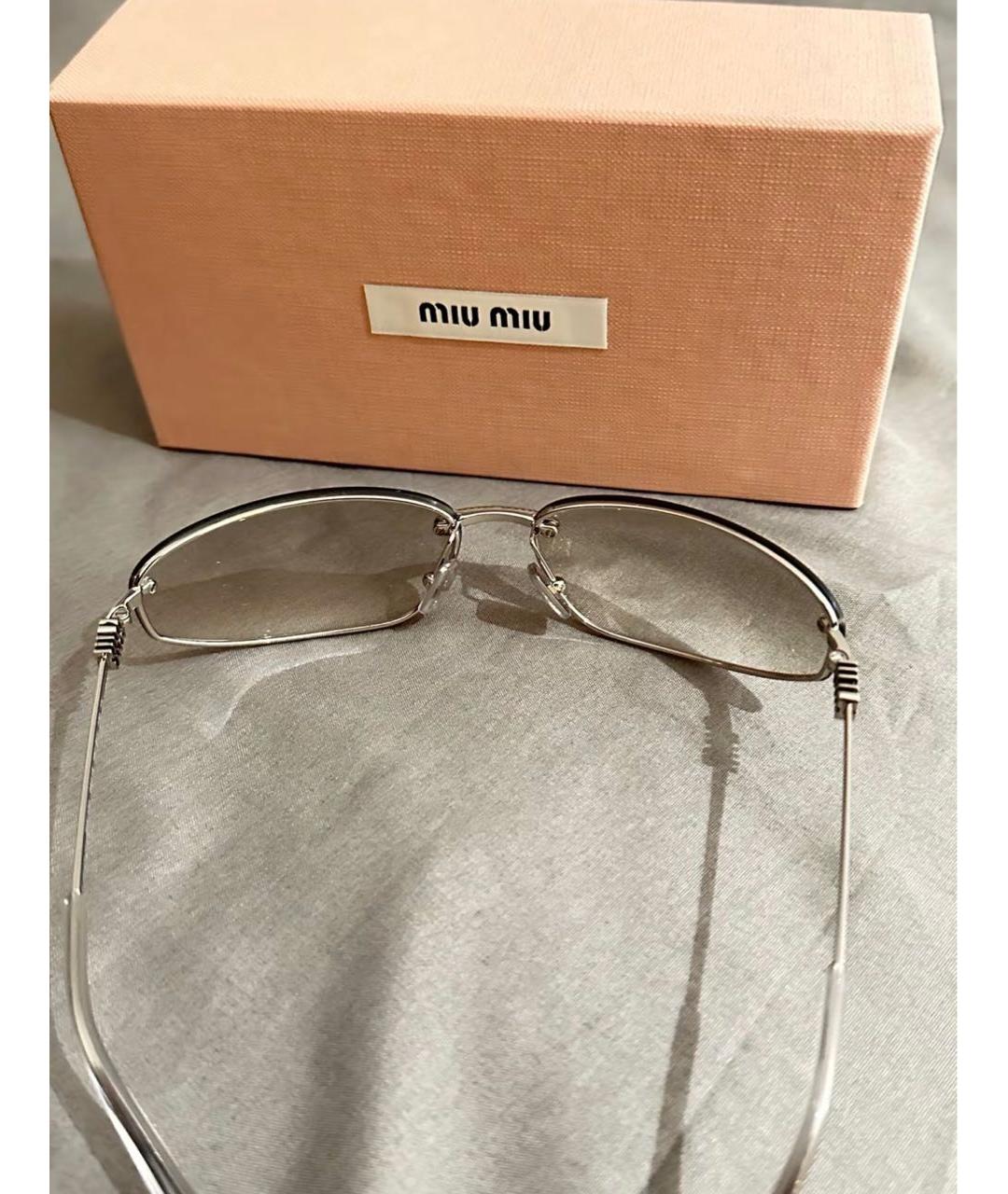 MIU MIU Серебряные металлические солнцезащитные очки, фото 6