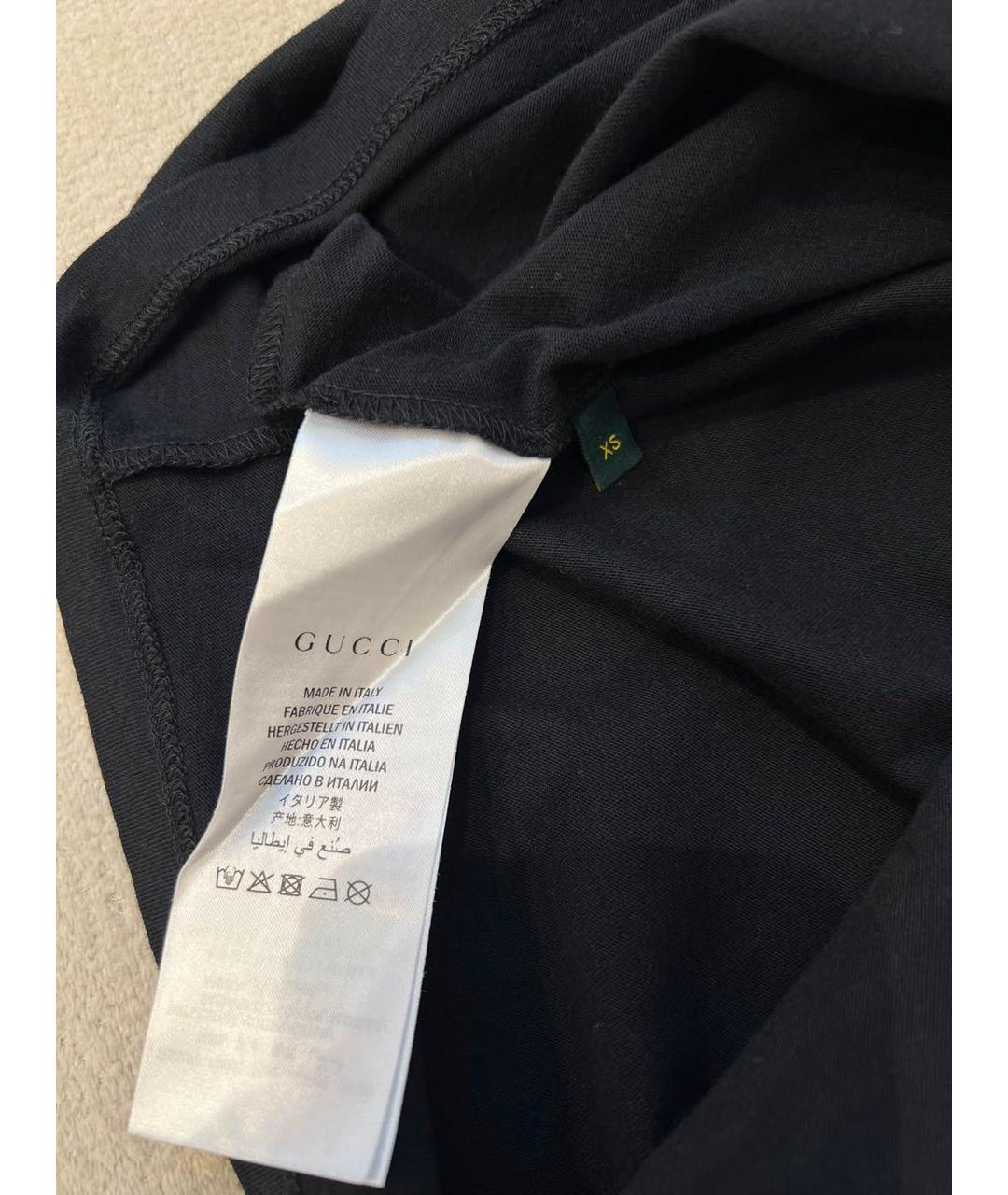 GUCCI Черная хлопковая футболка, фото 7