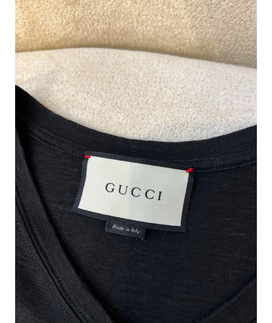 GUCCI Черная хлопковая футболка, фото 6