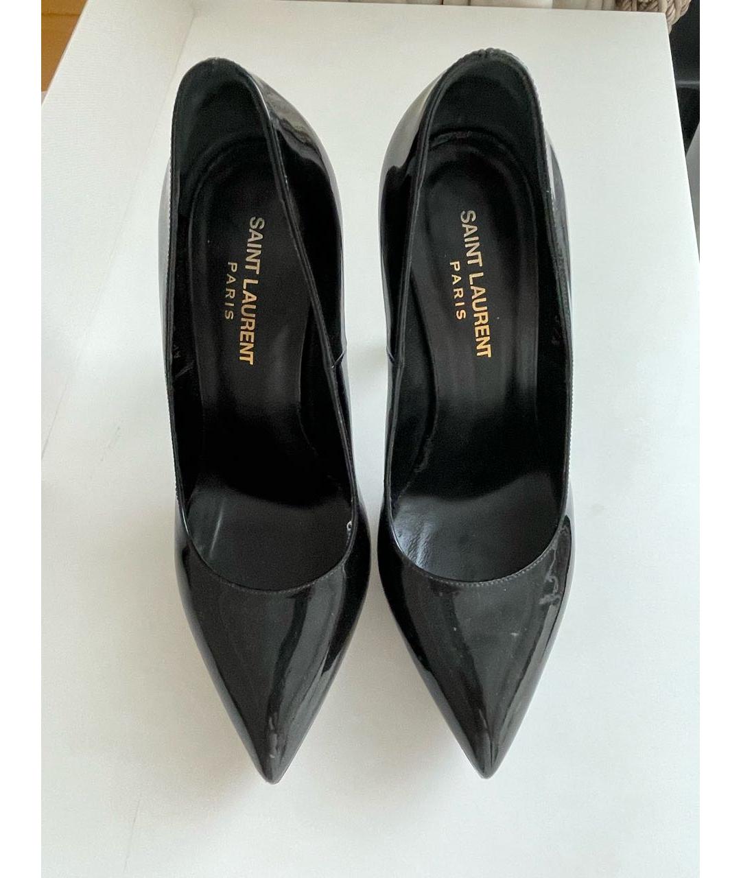 SAINT LAURENT Черные туфли из лакированной кожи, фото 2