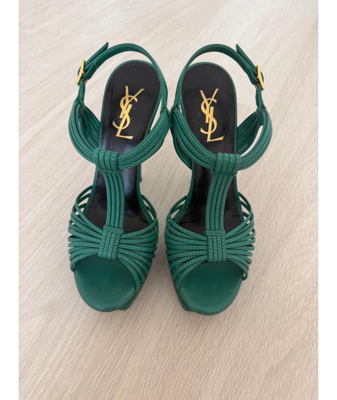 SAINT LAURENT Зеленые босоножки, фото 2