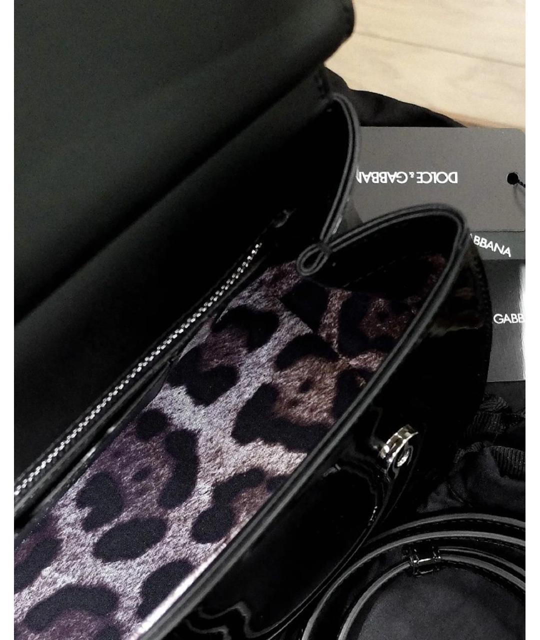 DOLCE&GABBANA Черная сумка с короткими ручками из лакированной кожи, фото 4