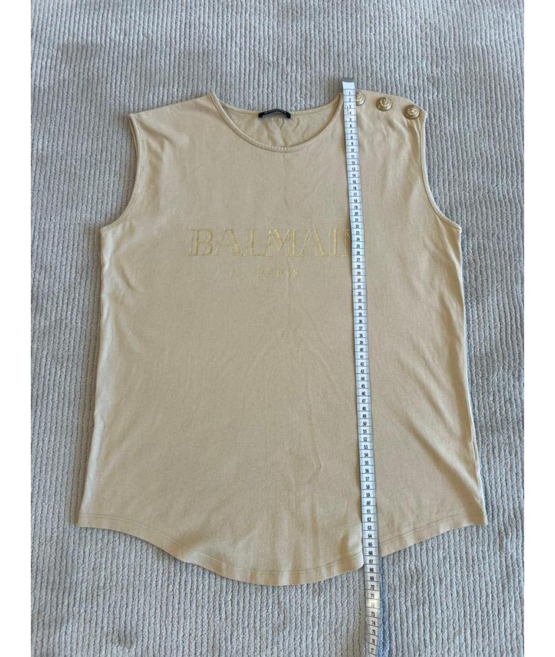 BALMAIN Бежевая хлопковая майка, фото 2