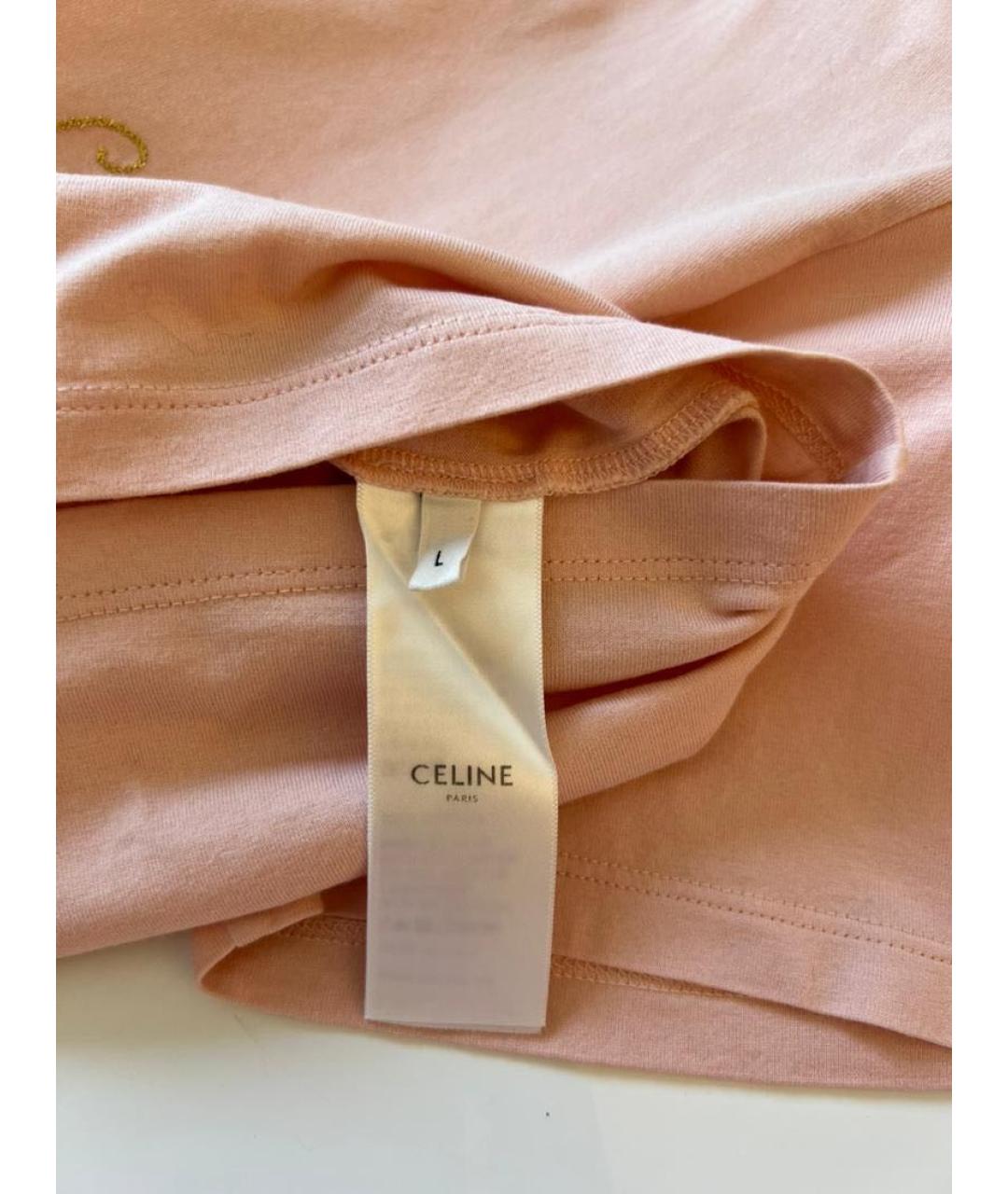 CELINE Розовая хлопковая футболка, фото 6