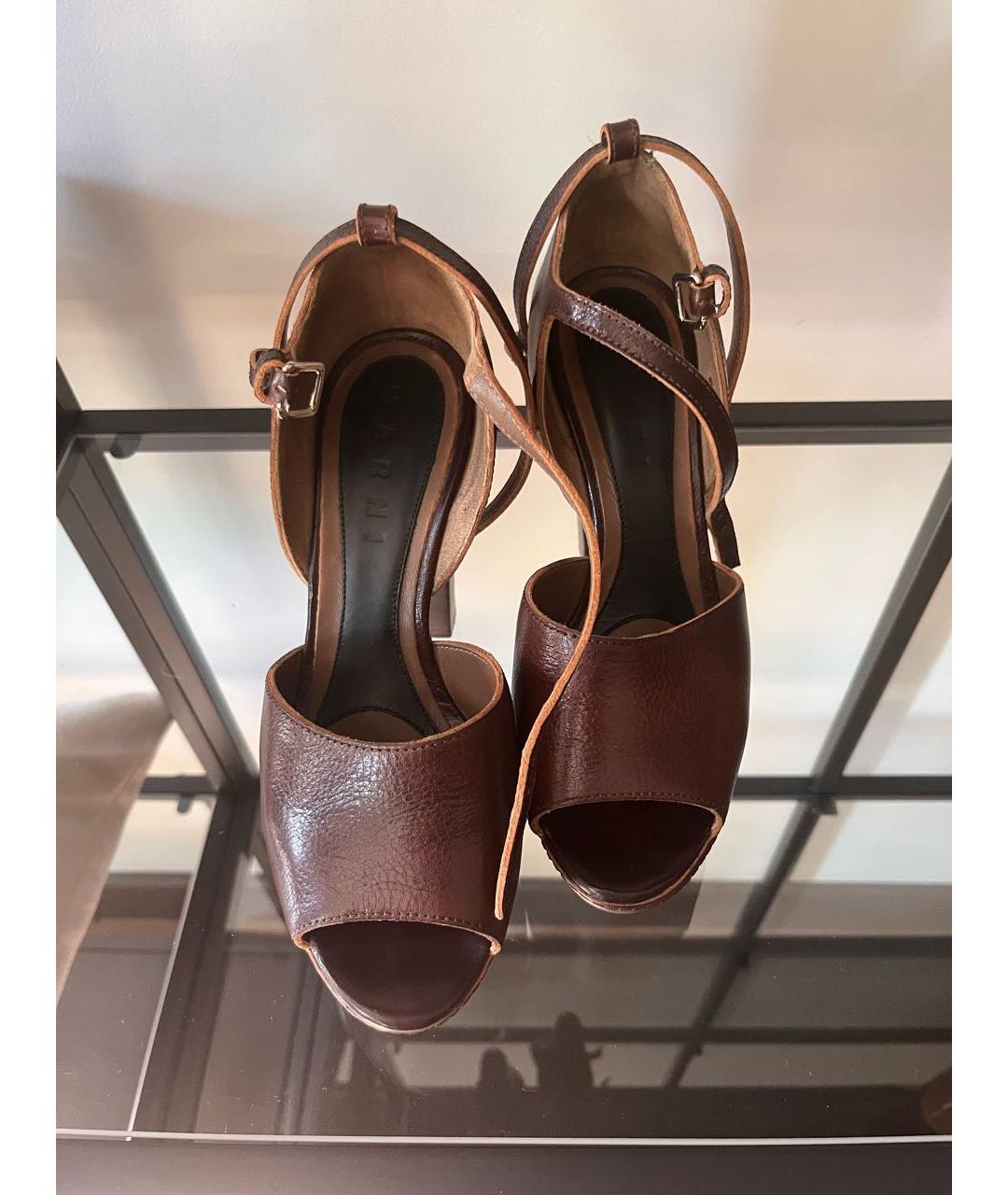 MARNI Коричневые кожаные босоножки, фото 2