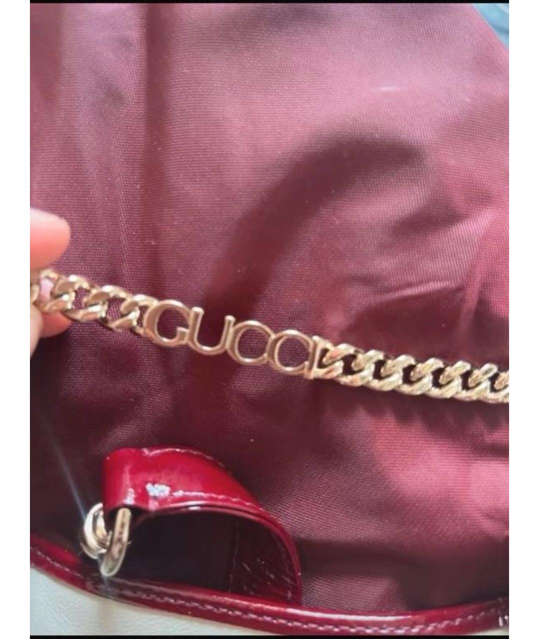 GUCCI Бордовая сумка через плечо из лакированной кожи, фото 4