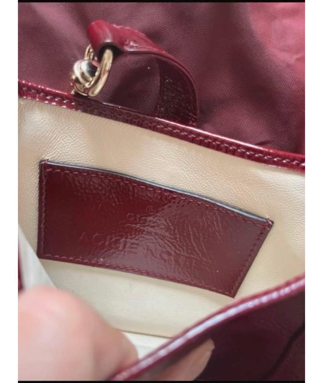 GUCCI Бордовая сумка через плечо из лакированной кожи, фото 5
