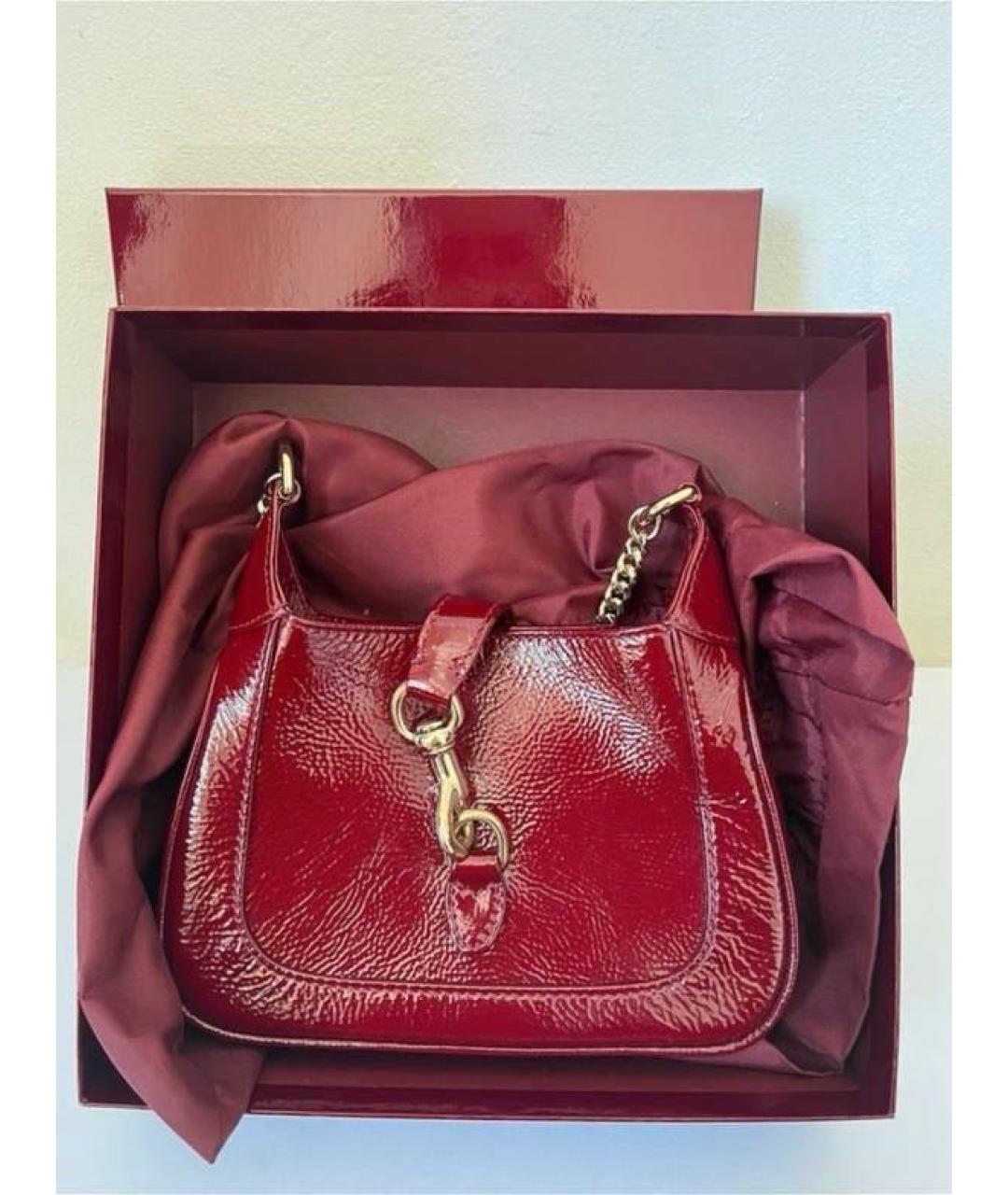 GUCCI Бордовая сумка через плечо из лакированной кожи, фото 2