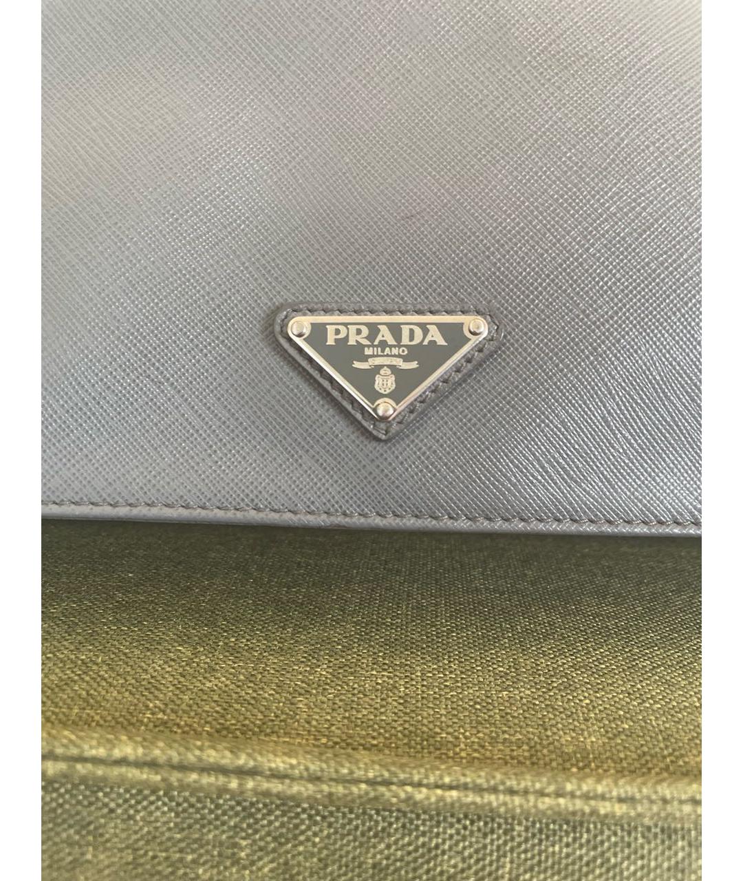 PRADA Серый кожаный портфель, фото 6
