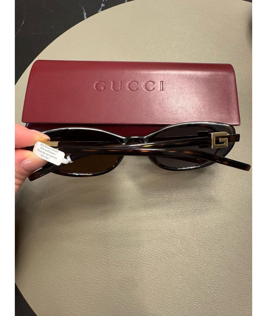 GUCCI Коричневые пластиковые солнцезащитные очки, фото 3