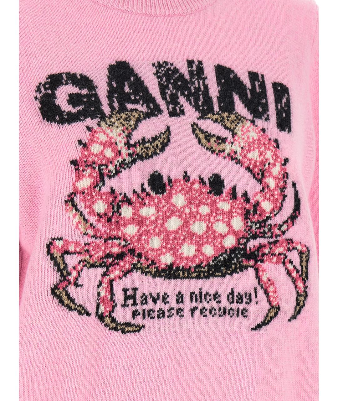 GANNI Розовый шерстяной джемпер / свитер, фото 4
