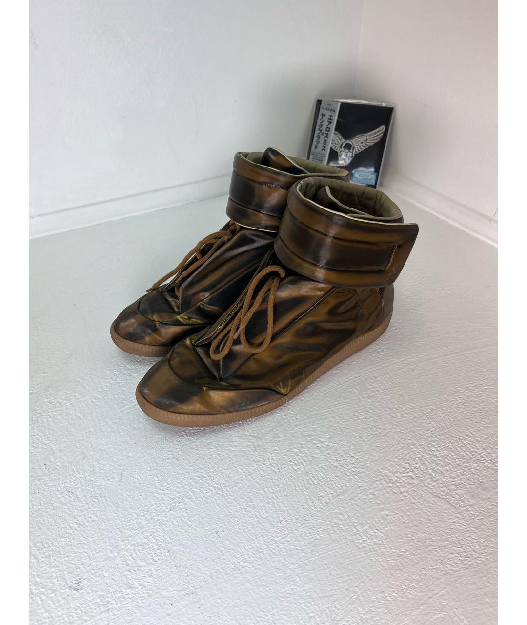 MAISON MARGIELA Золотые высокие кроссовки / кеды, фото 2