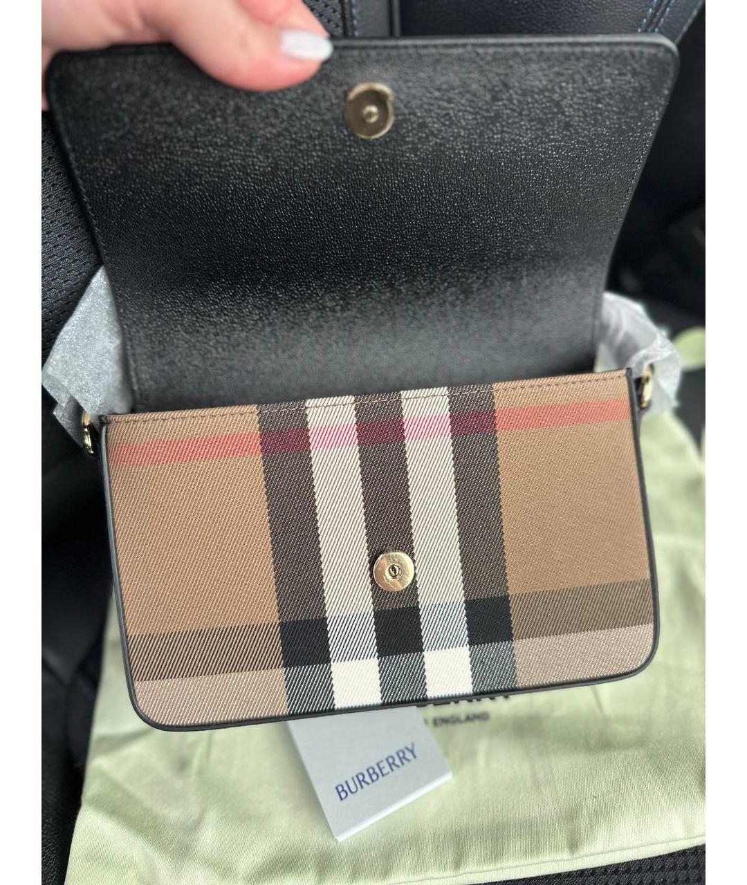 BURBERRY Черная кожаная сумка через плечо, фото 4