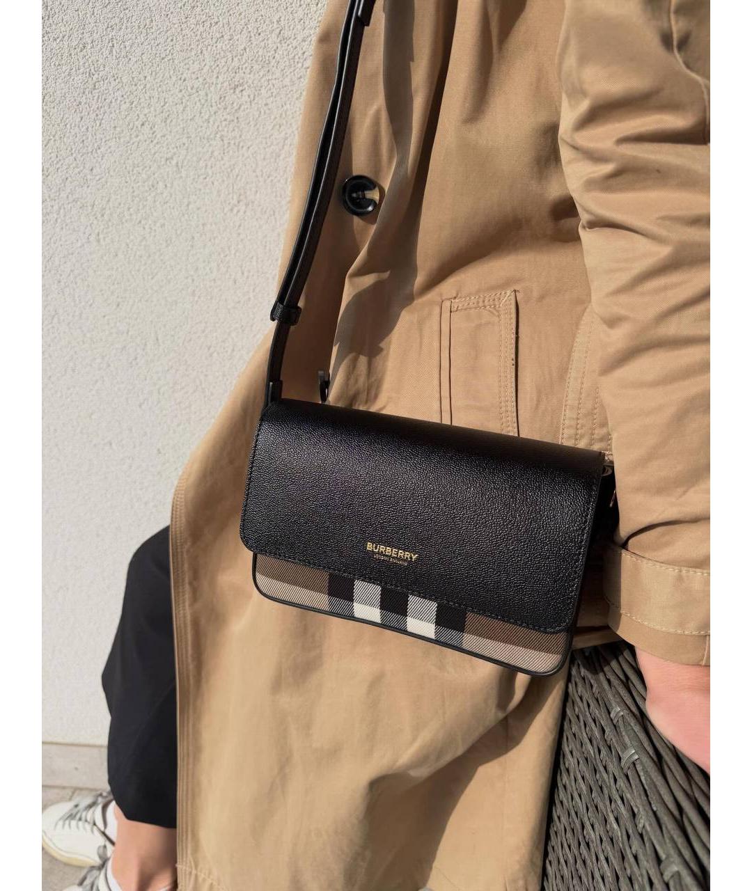 BURBERRY Черная кожаная сумка через плечо, фото 6