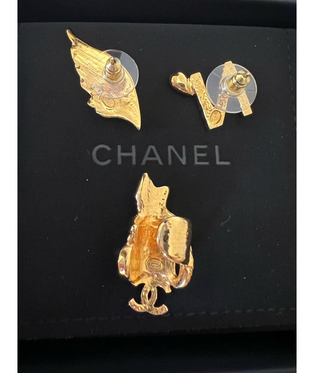 CHANEL Золотые позолоченные серьги, фото 2