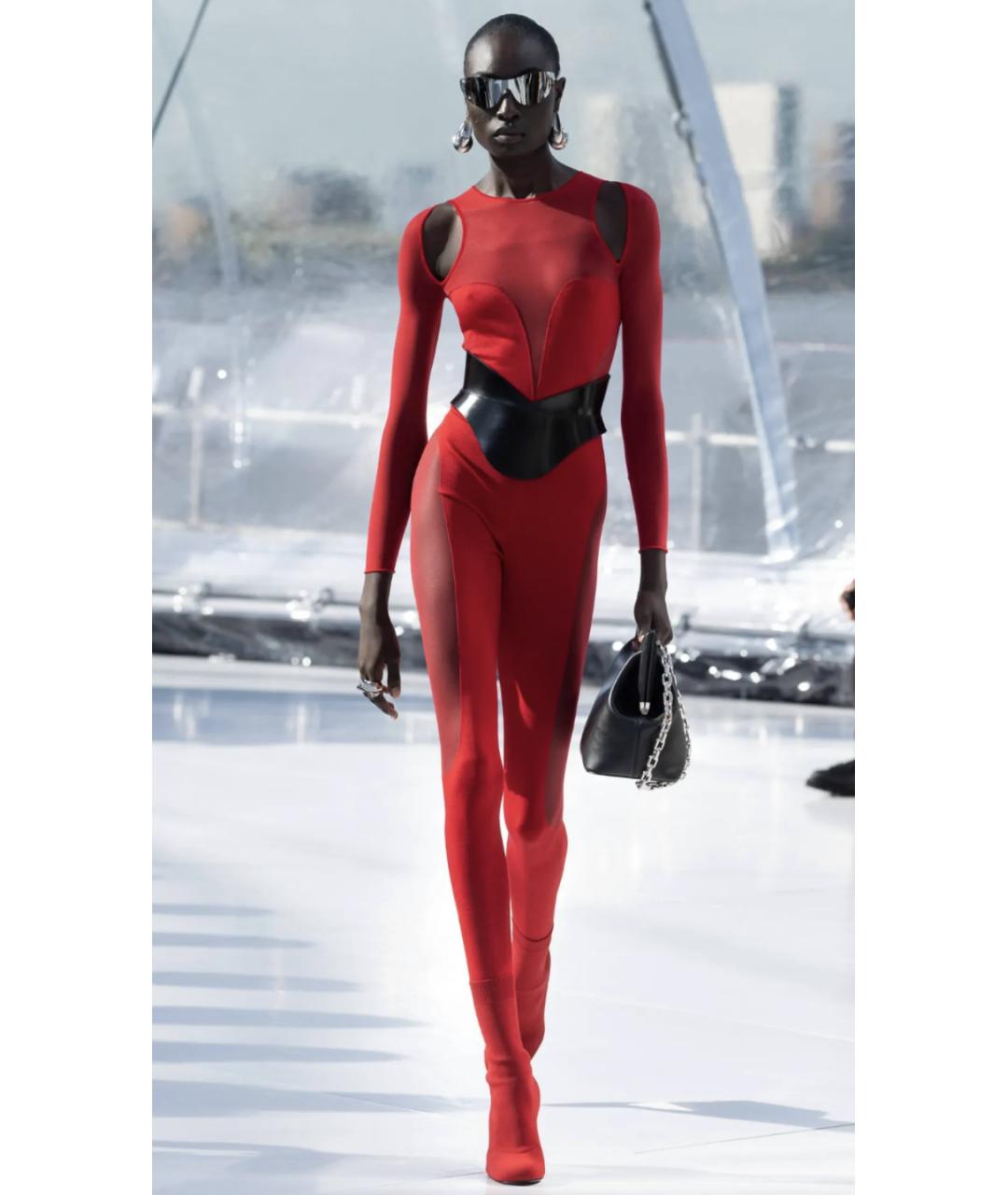 ALEXANDER MCQUEEN Красный шелковый комбинезон, фото 5