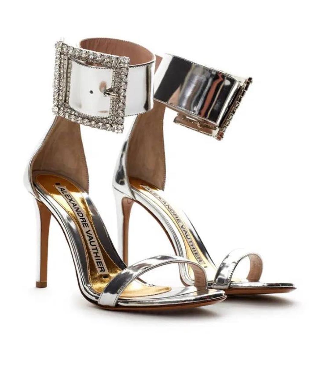 ALEXANDRE VAUTHIER Серебряные кожаные босоножки, фото 3