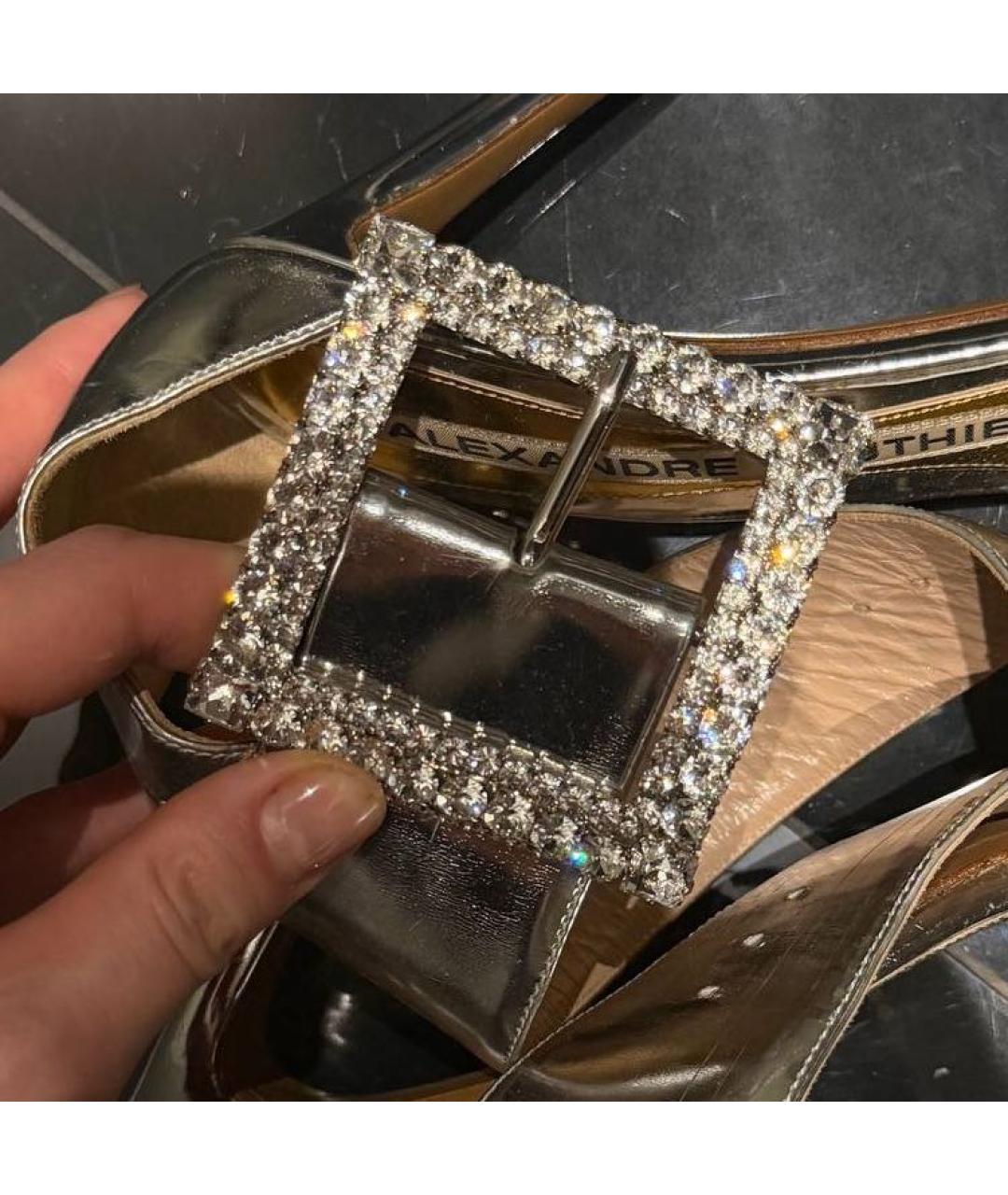 ALEXANDRE VAUTHIER Серебряные кожаные босоножки, фото 6