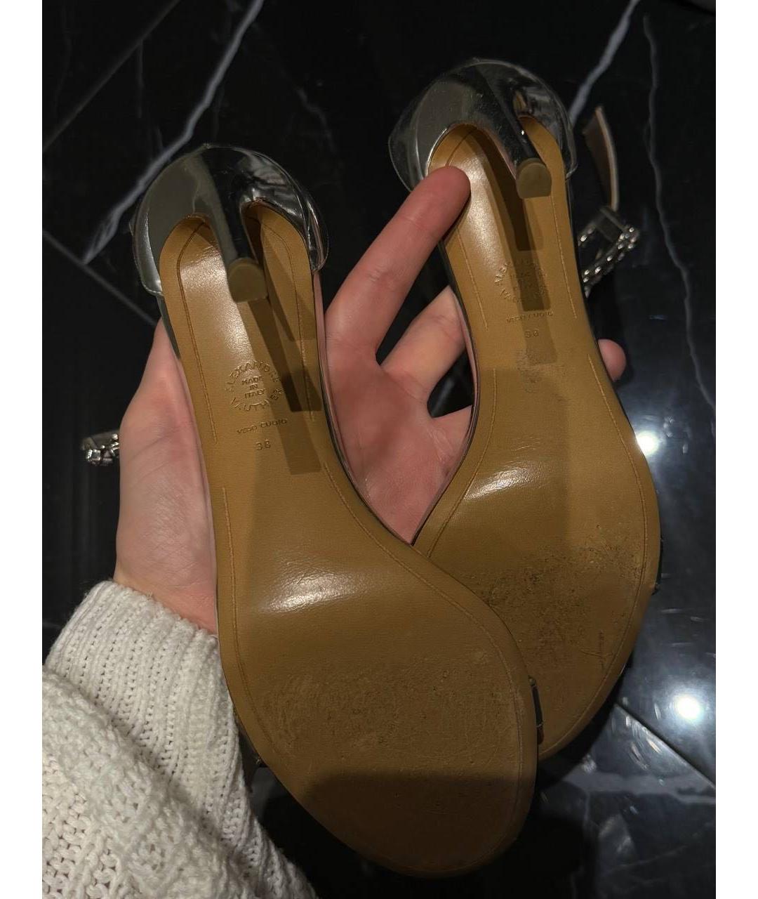 ALEXANDRE VAUTHIER Серебряные кожаные босоножки, фото 5