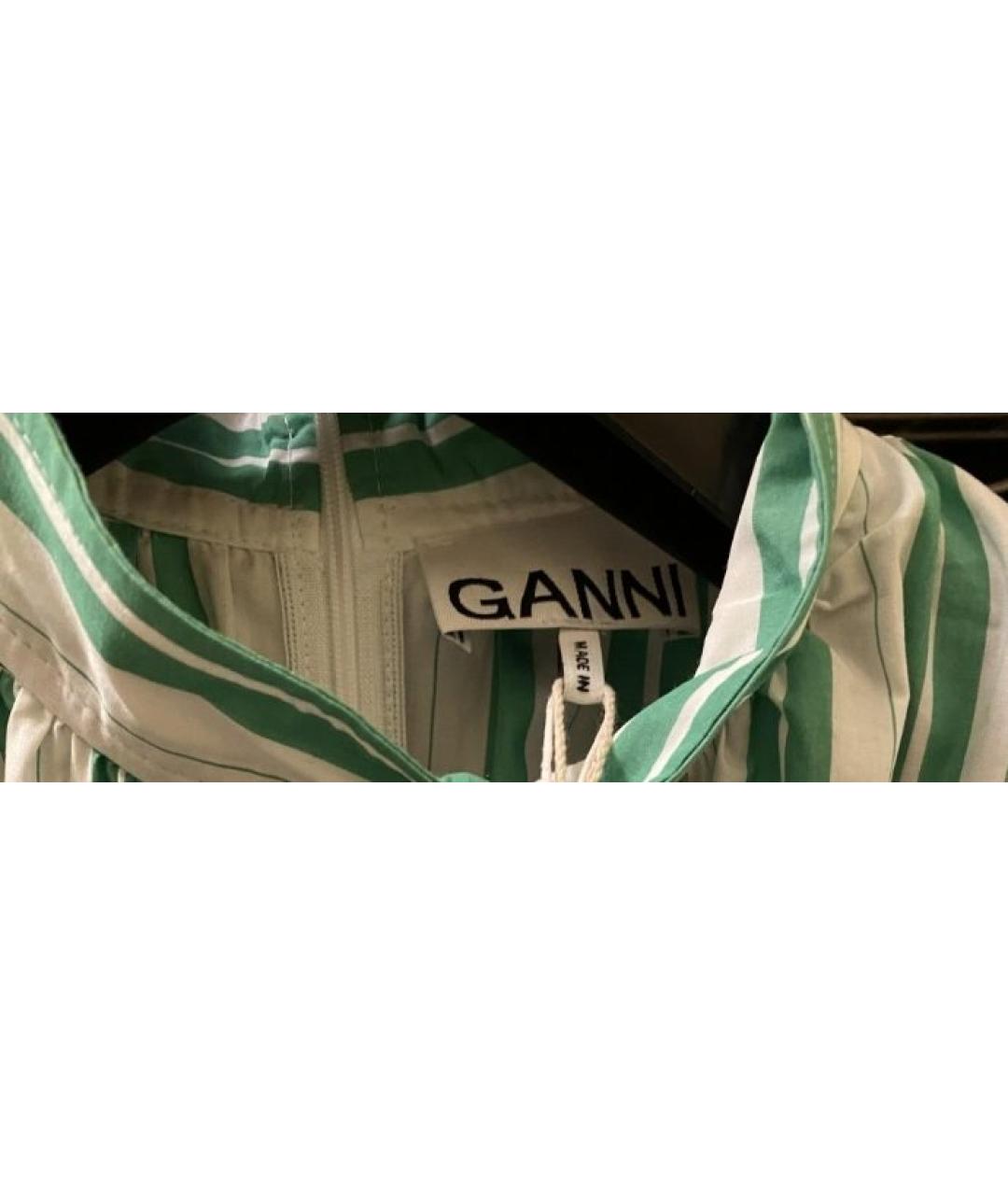 GANNI Зеленое хлопковое повседневное платье, фото 8