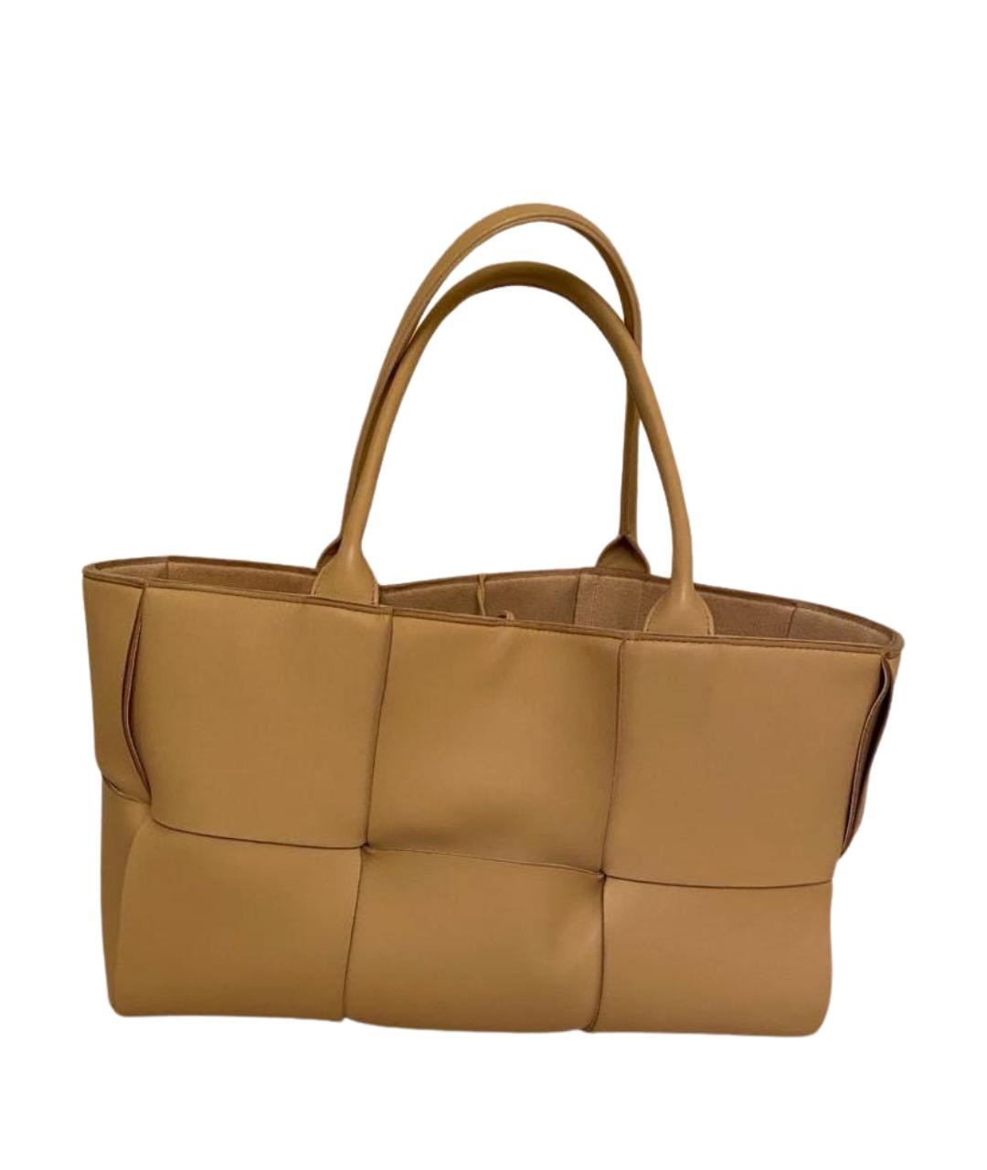BOTTEGA VENETA Горчичная кожаная сумка с короткими ручками, фото 1