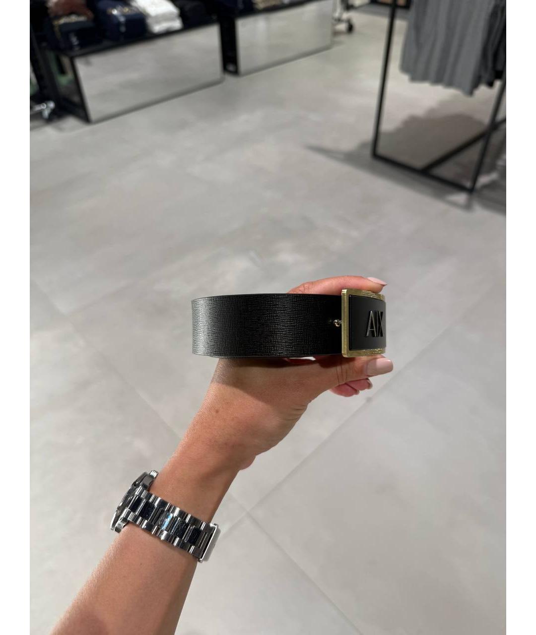ARMANI EXCHANGE Черный кожаный ремень, фото 6