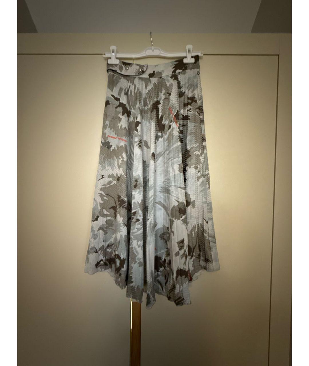 OFF-WHITE Серая вискозная юбка миди, фото 5