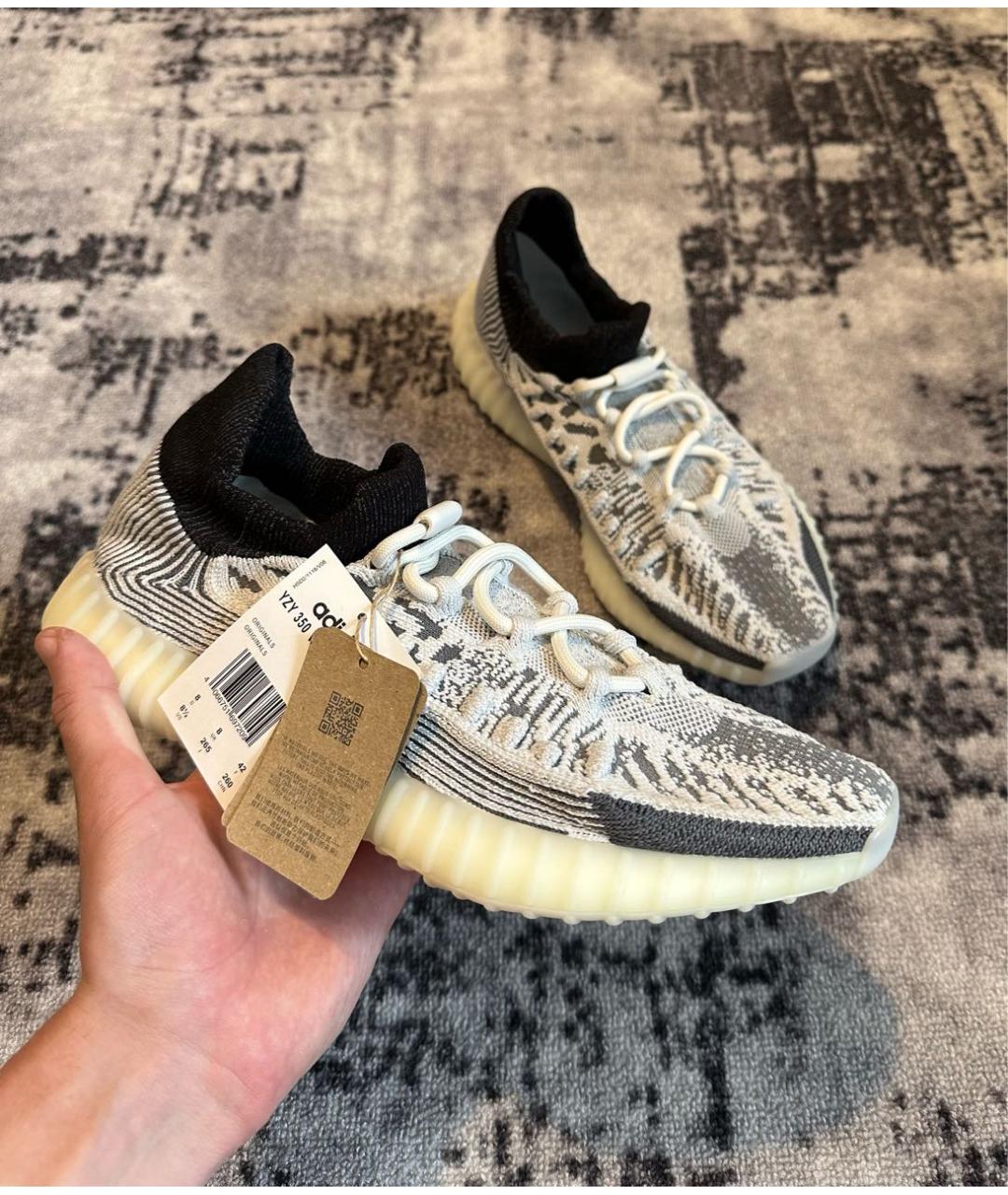 ADIDAS YEEZY Серые текстильные низкие кроссовки / кеды, фото 2
