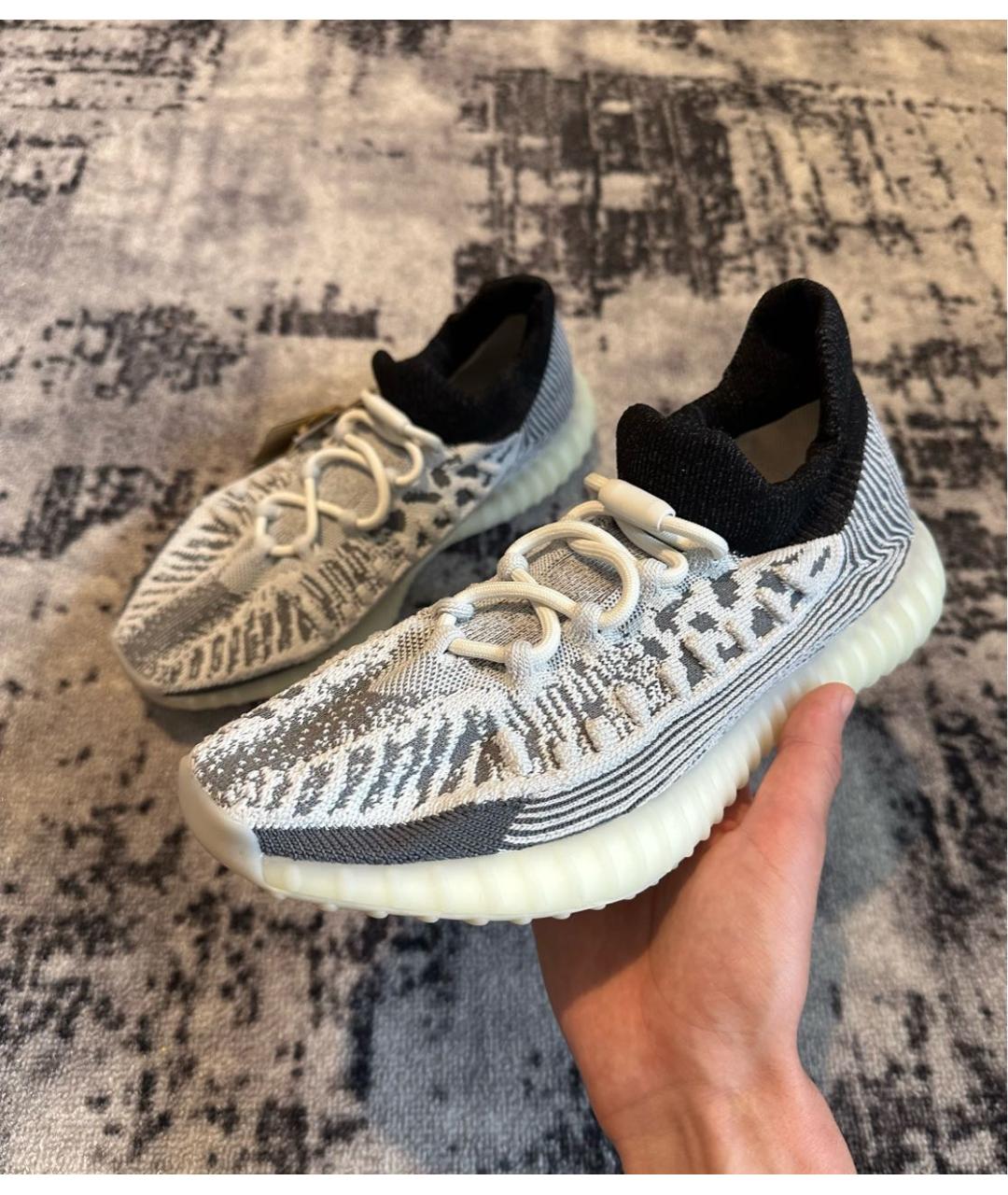 ADIDAS YEEZY Серые текстильные низкие кроссовки / кеды, фото 3