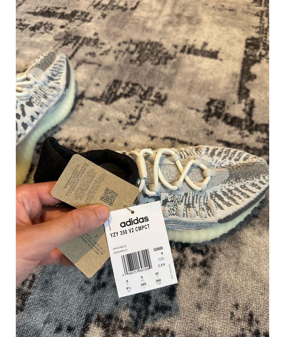 ADIDAS YEEZY Серые текстильные низкие кроссовки / кеды, фото 7