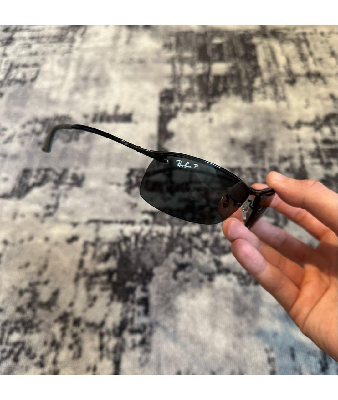 RAY BAN Черные металлические солнцезащитные очки, фото 3