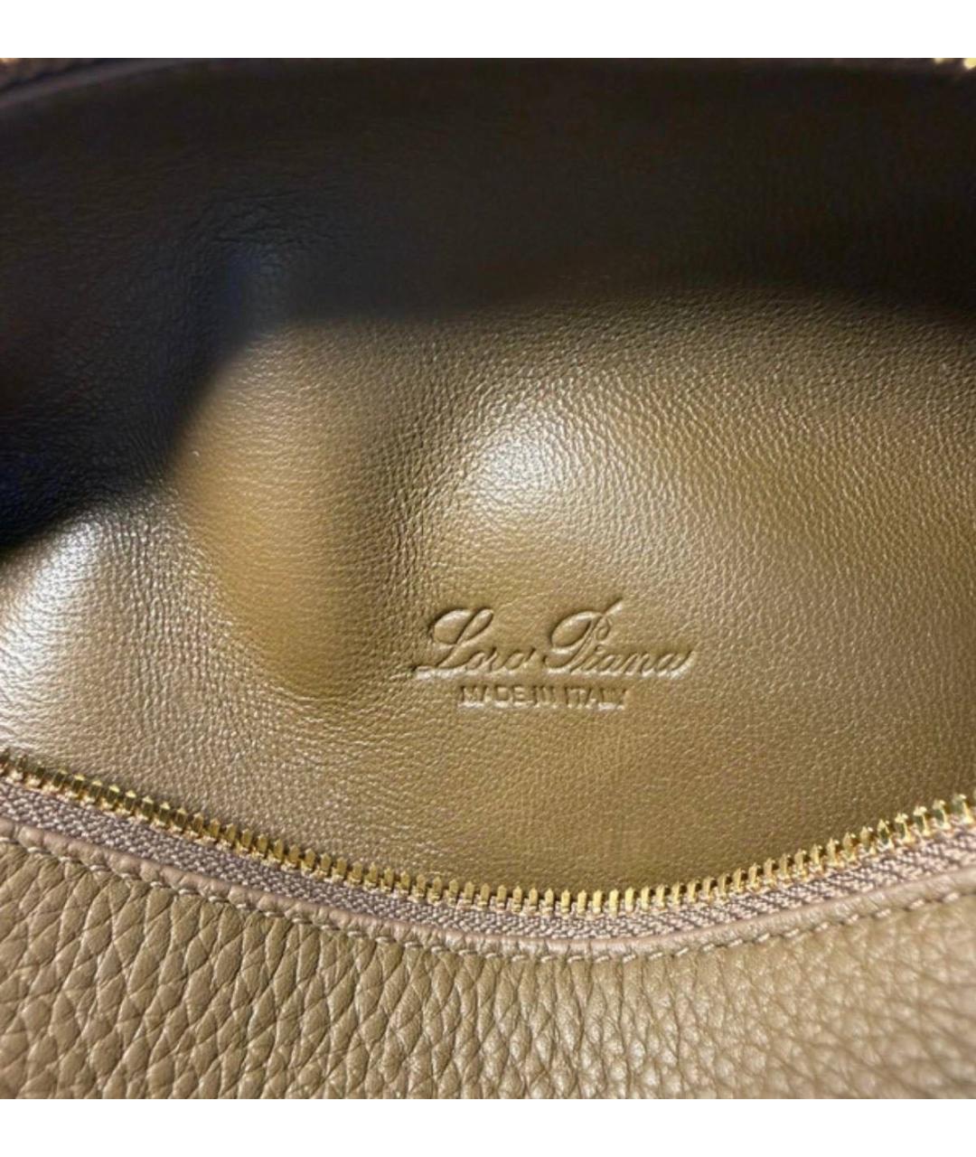 LORO PIANA Коричневая кожаная сумка с короткими ручками, фото 5
