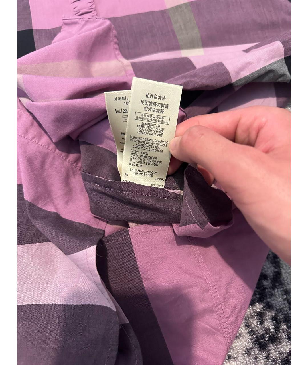 BURBERRY Фуксия хлопковая рубашка, фото 8