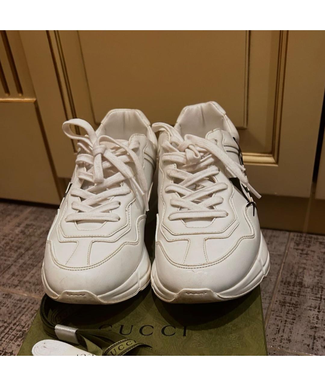GUCCI Белые кожаные кроссовки, фото 2