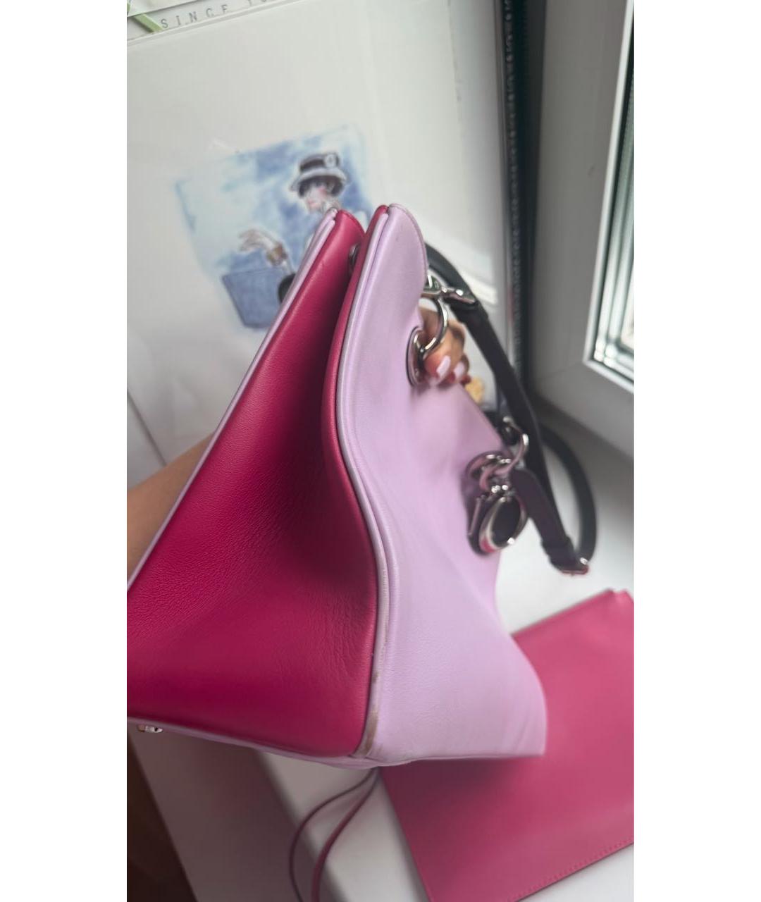 CHRISTIAN DIOR Розовая кожаная сумка с короткими ручками, фото 4
