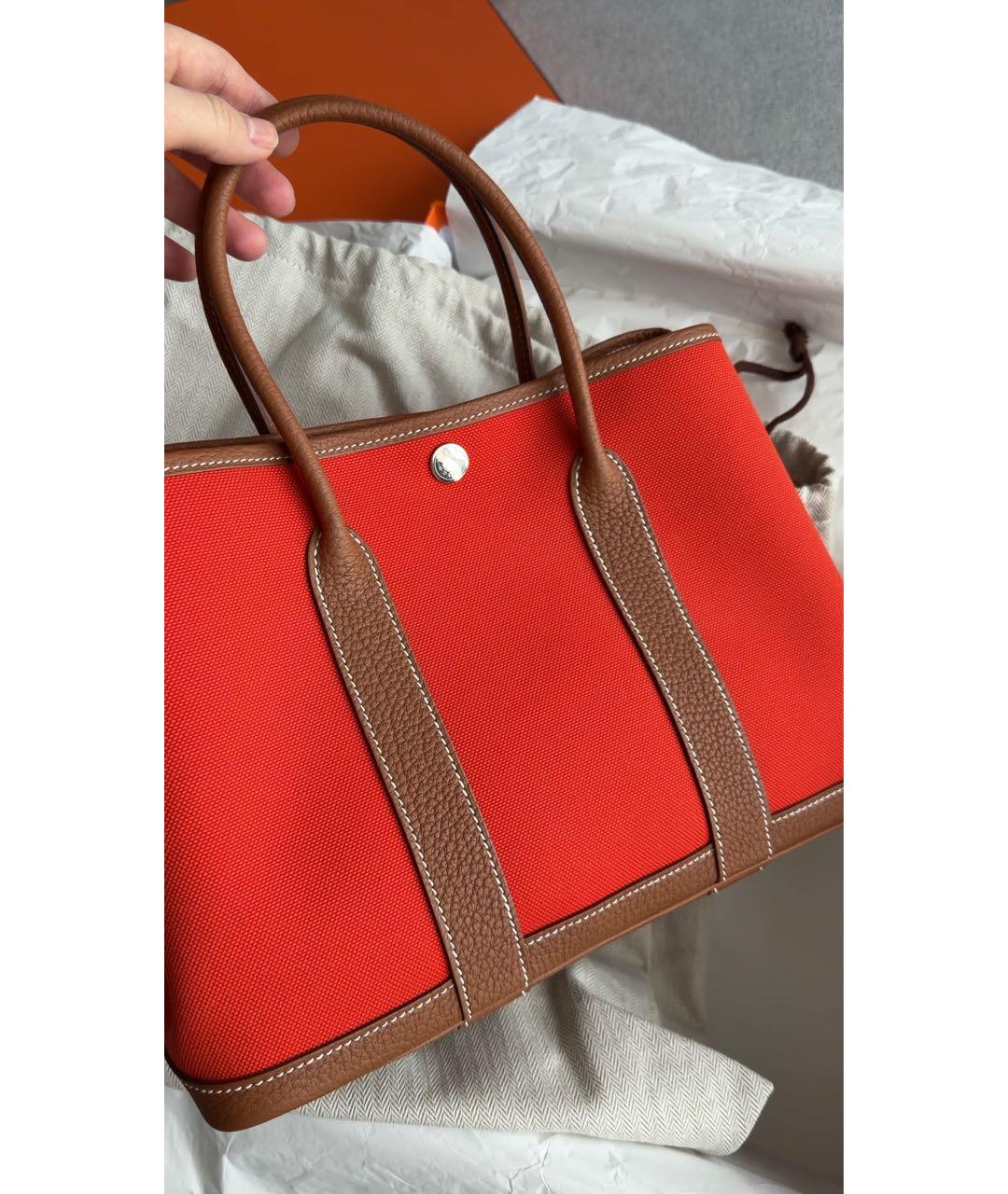 HERMES Красная хлопковая сумка тоут, фото 2