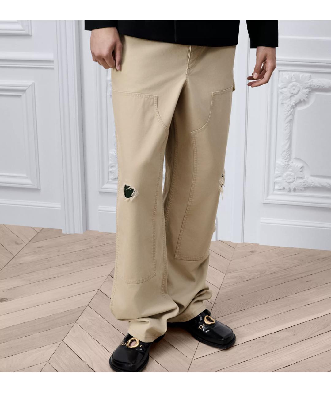 CHRISTIAN DIOR Бежевые хлопковые прямые джинсы, фото 2