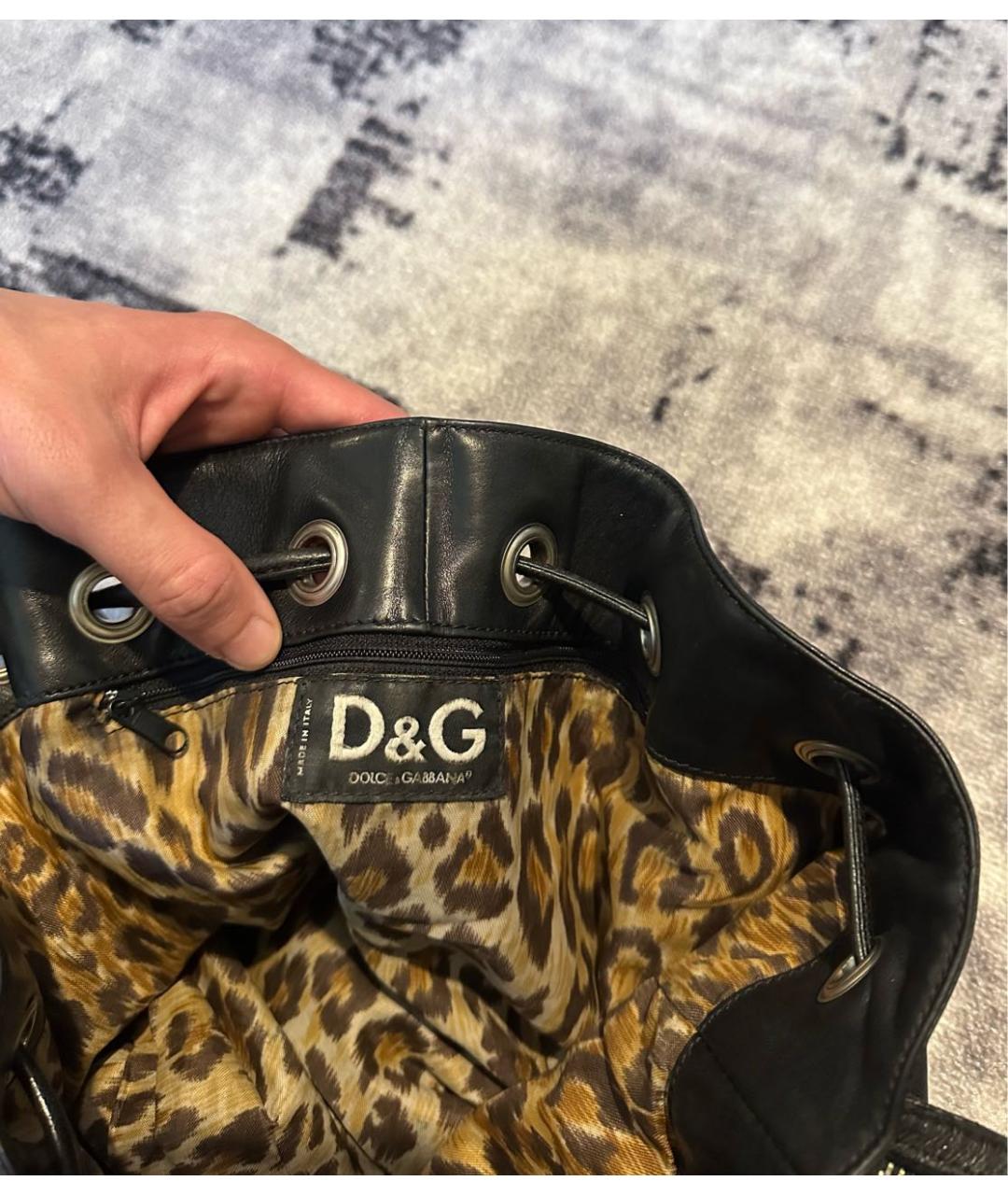 DOLCE&GABBANA Черная кожаная сумка через плечо, фото 7