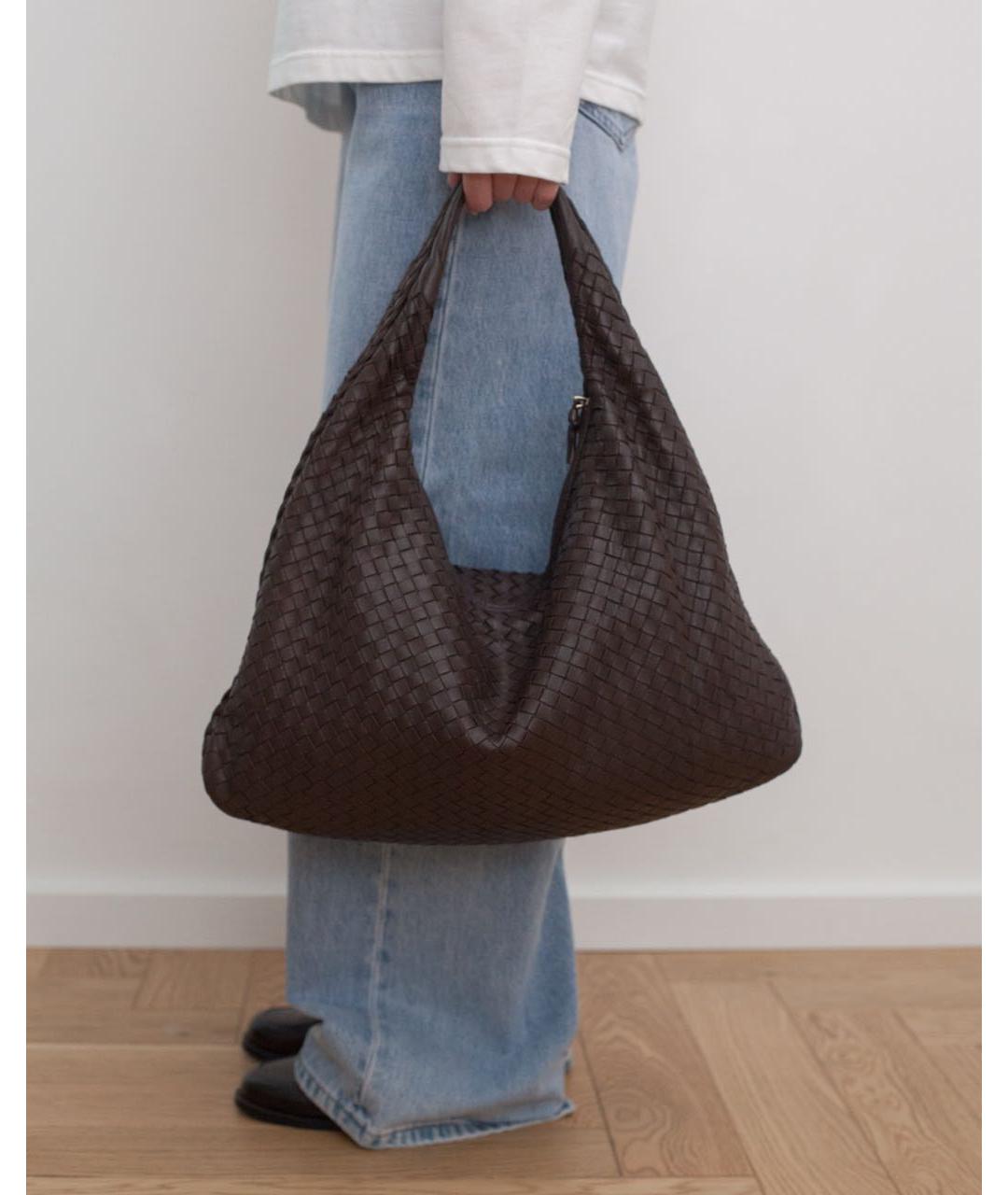 BOTTEGA VENETA Коричневая кожаная сумка с короткими ручками, фото 4