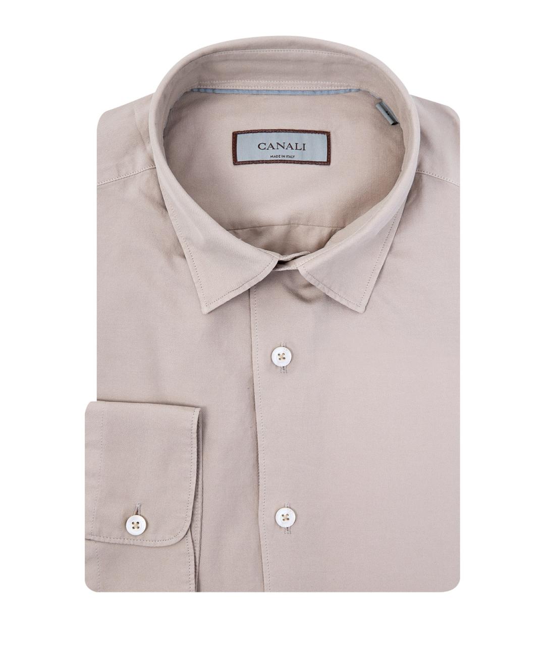 CANALI Бежевая хлопковая классическая рубашка, фото 1