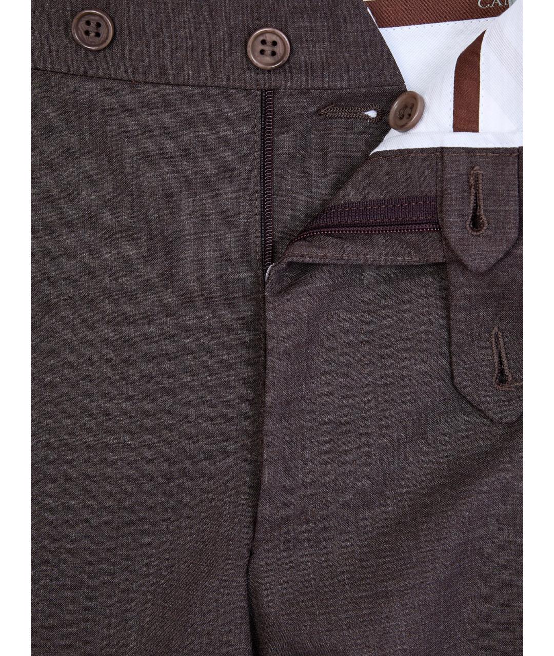 CANALI Коричневые шерстяные повседневные брюки, фото 6