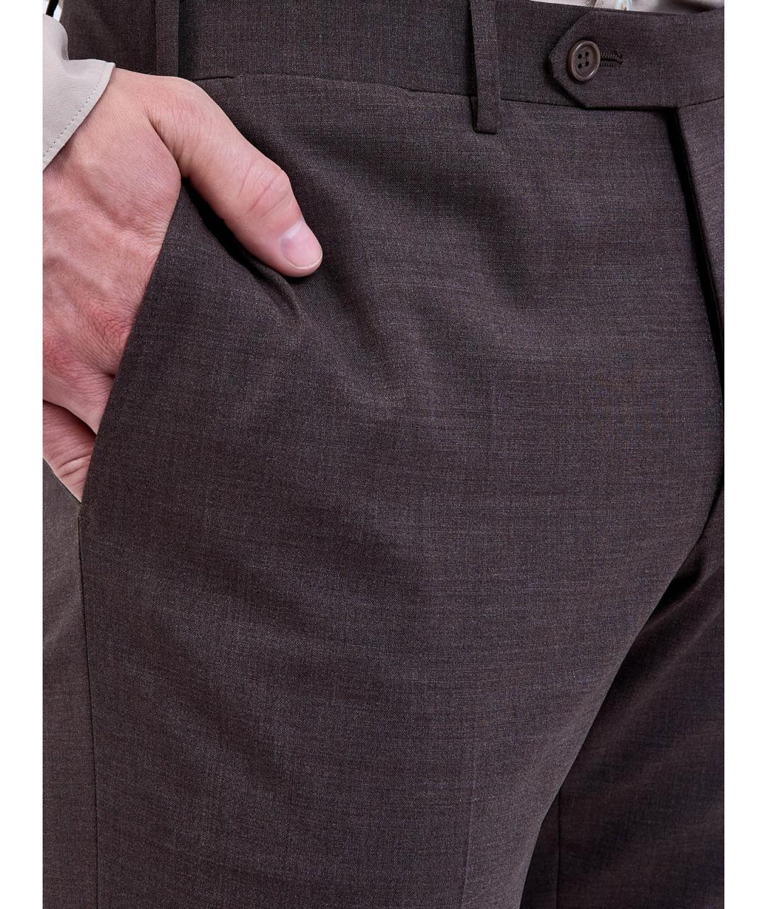 CANALI Коричневые шерстяные повседневные брюки, фото 5