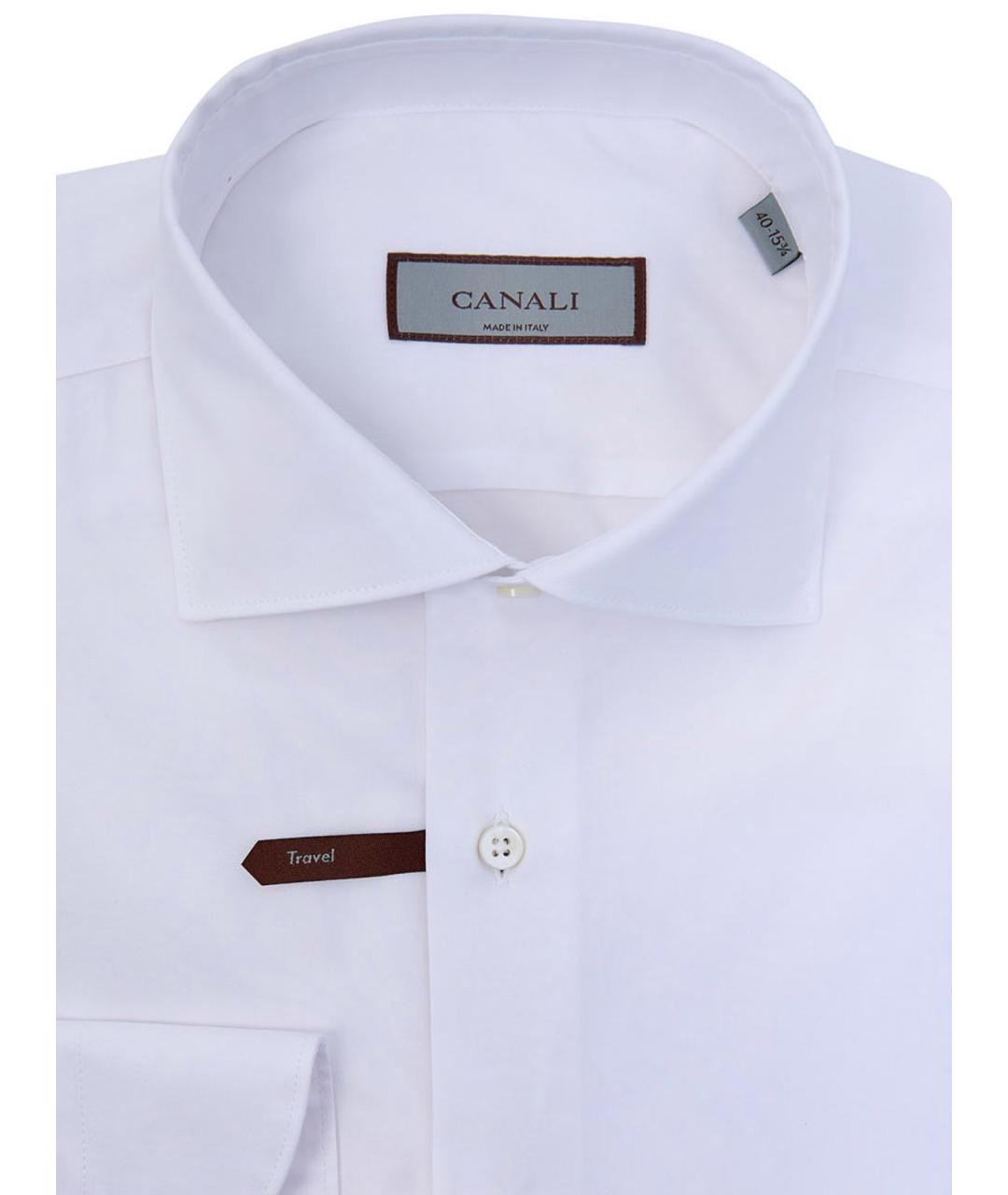 CANALI Белая хлопковая классическая рубашка, фото 2