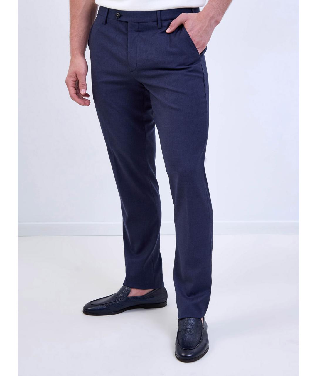 CANALI Синие шерстяные повседневные брюки, фото 3